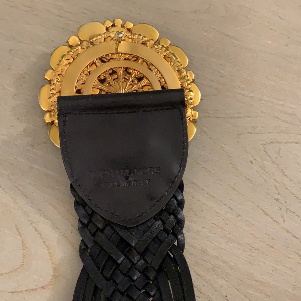 Michael Kors black leather belt with turquoise - Picture 5 of 7